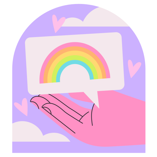 Picture of hand holding a rainbow